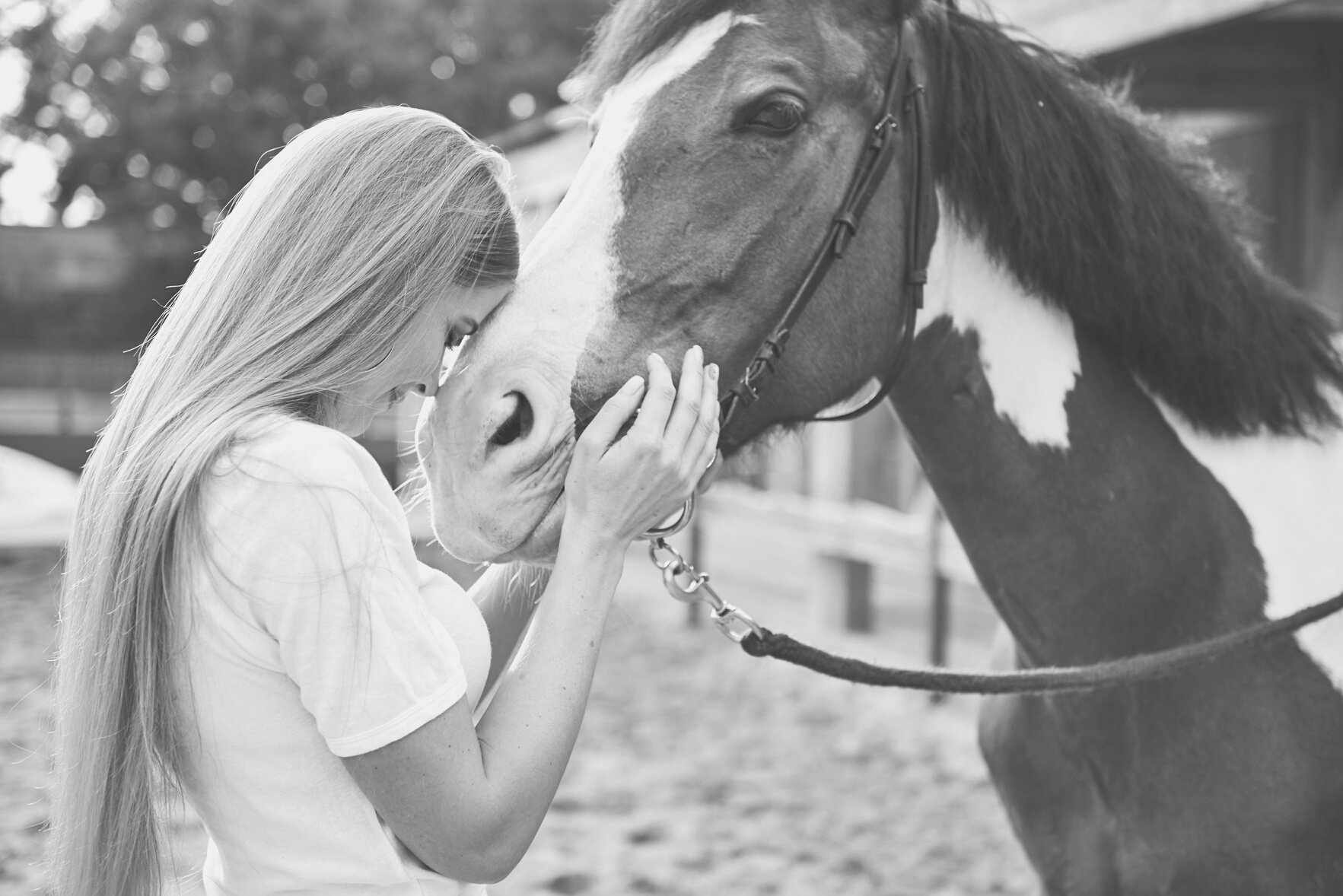 Woman Hugging Head of Horse 